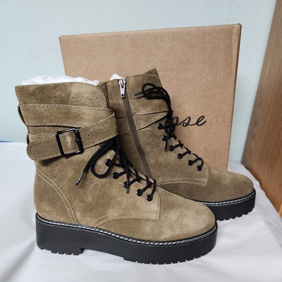 Matisse Nib Hunter Suede Over Ankle Lug Boots Zip Lace Combat Vibe - Picture 4 of 7